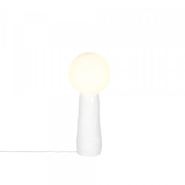 LAMPE DE TABLE KOKESHI by Pulpo small globe blanc et base blanche