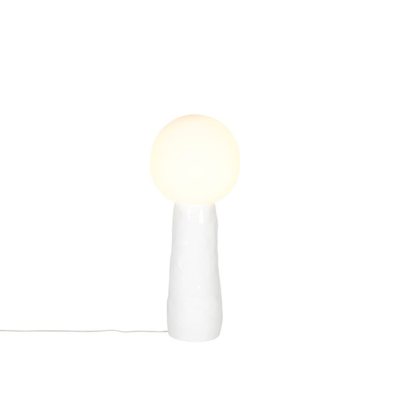 LAMPE DE TABLE KOKESHI by Pulpo small globe blanc et base blanche