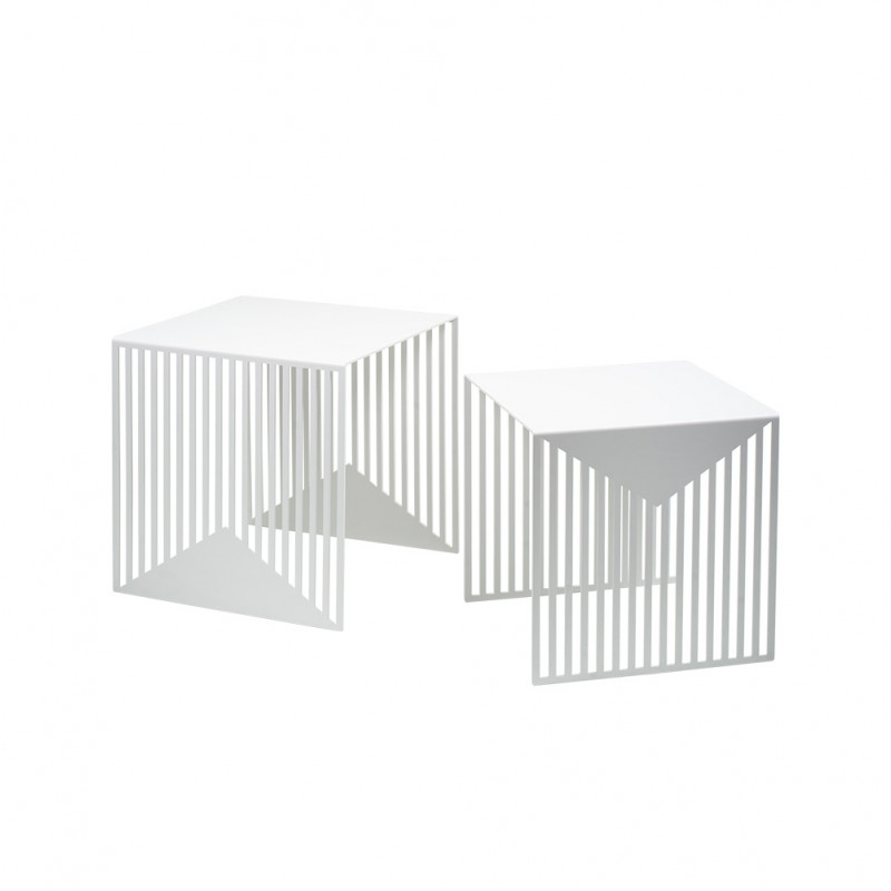 TABLE D'APPOINT ZICK ZACK by Swedish Ninja grande et petite blanche