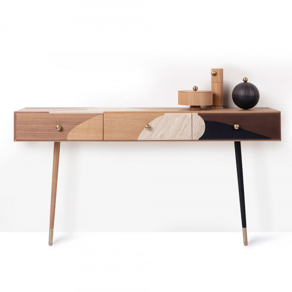 Selavy wood wall console marquetry Maison dada