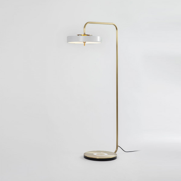 REVOLVE FLOOR LIGHT by Bert Frank white brushed brass