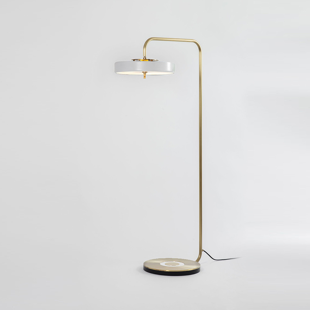 REVOLVE FLOOR LIGHT by Bert Frank white brushed brass