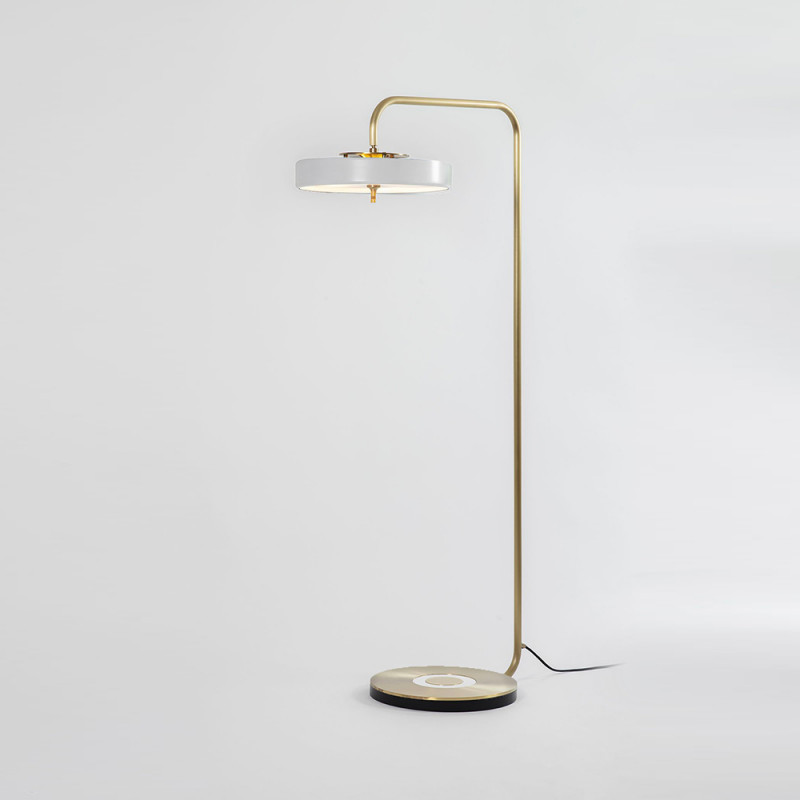 REVOLVE FLOOR LIGHT by Bert Frank white brushed brass