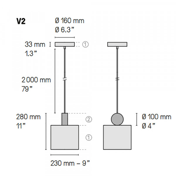 CALEE PENDANT V2 by CVL Luminaires dimensions