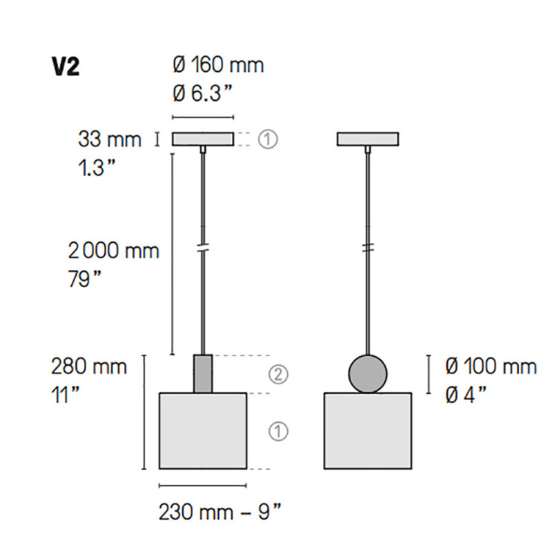 CALEE PENDANT V2 by CVL Luminaires dimensions