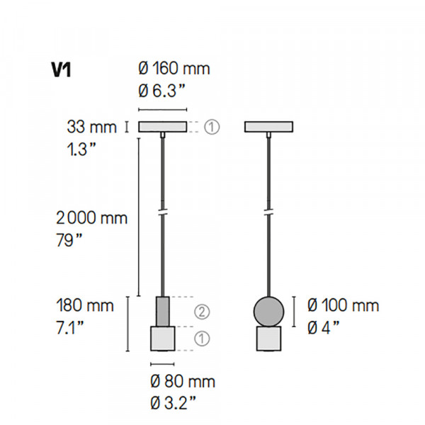 SUSPENSION CALEE V1 by CVL Luminaires dimensions