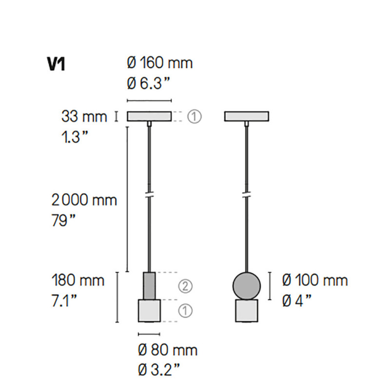 SUSPENSION CALEE V1 by CVL Luminaires dimensions