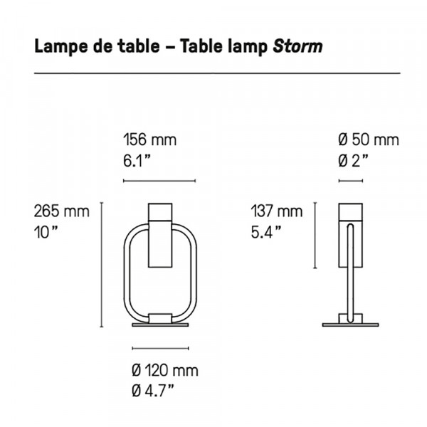 LAMPE DE TABLE STORM by CVL sans diffuseur