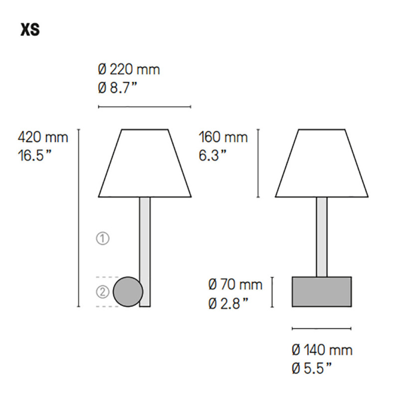 LAMPE DE TABLE CALEE XS by CVL Luminaires dimensions