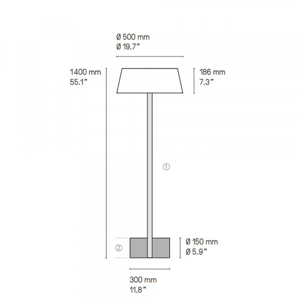 LAMPADAIRE CALEE by CVL Luminaires dimensions