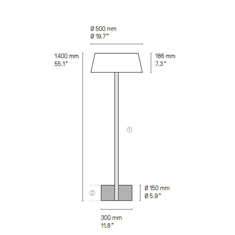 LAMPADAIRE CALEE by CVL Luminaires dimensions