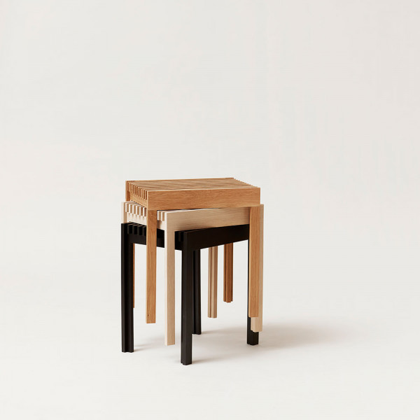 LIGHTWEIGHT STOOL by Form and Refine black oak and white oak