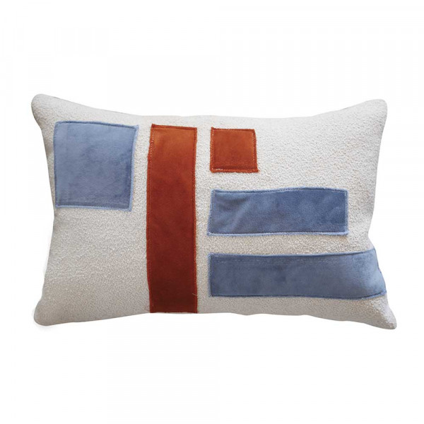 BLUE AND BRICK BICOLORE CUSHION by Honoré