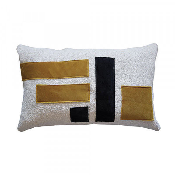BLACK AND CAMEL BICOLORE CUSHION by Honoré