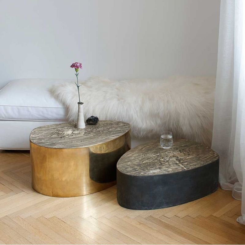 albeo brass coffee table styled in an interior by Irene Maria ganser