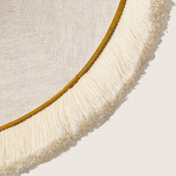 LAMPE À POSER SILK SHADE WITH FRINGE by Bold and Panache, Safran Doré