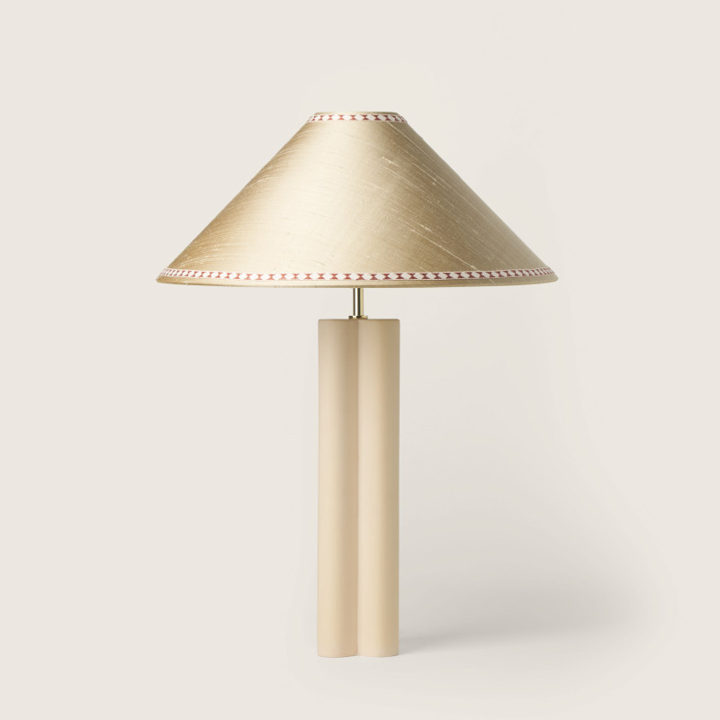 LAMPE SILK SHADE WITH PATTERNED TRIM by Bold and Panache