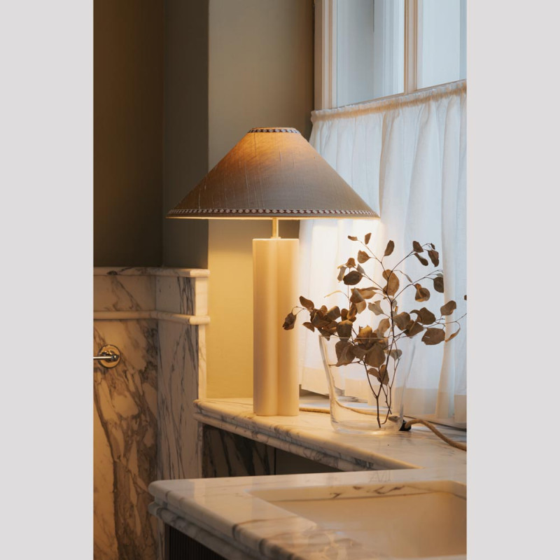 LAMPE SILK SHADE WITH PATTERNED TRIM by Bold and Panache