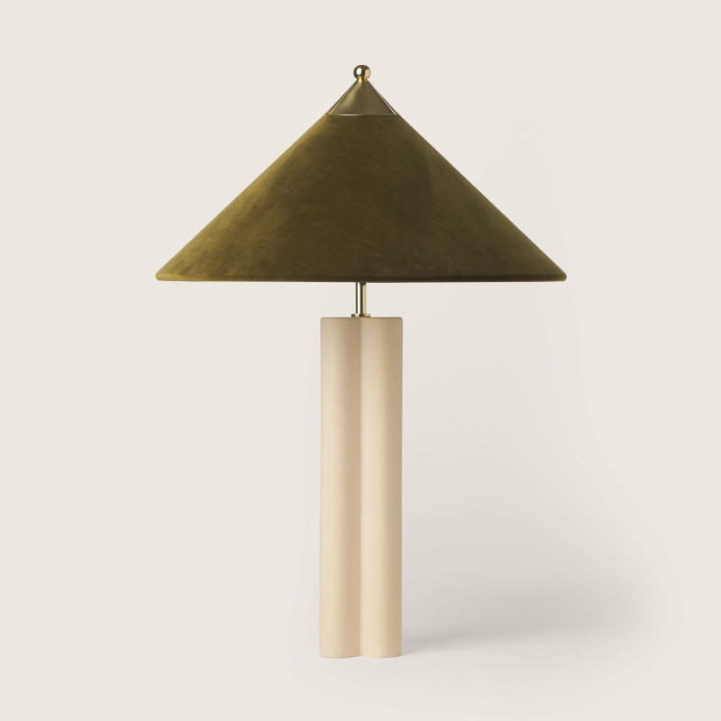 Raw Ceramic Table Lamp with Velvet Shade | Chiara Colombini