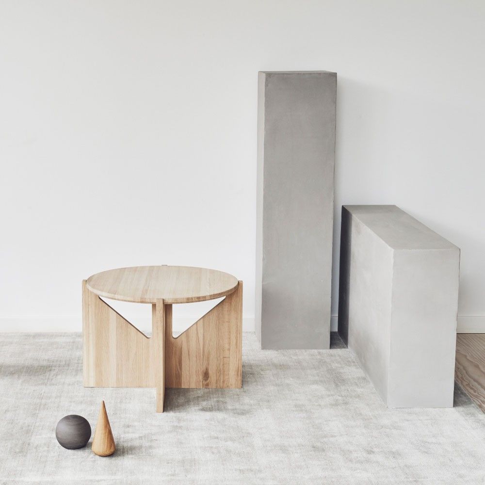 oak version side table styled in an interior by Kristina Dam