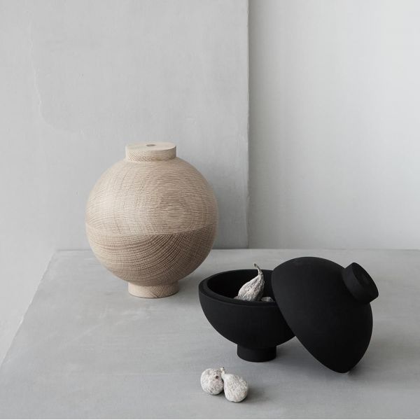 black and oak wooden sphere by Kristina dam