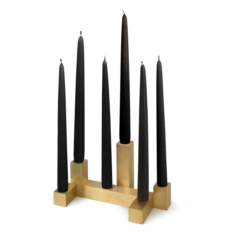 set of 6 domino candleholders by laloul with candles
