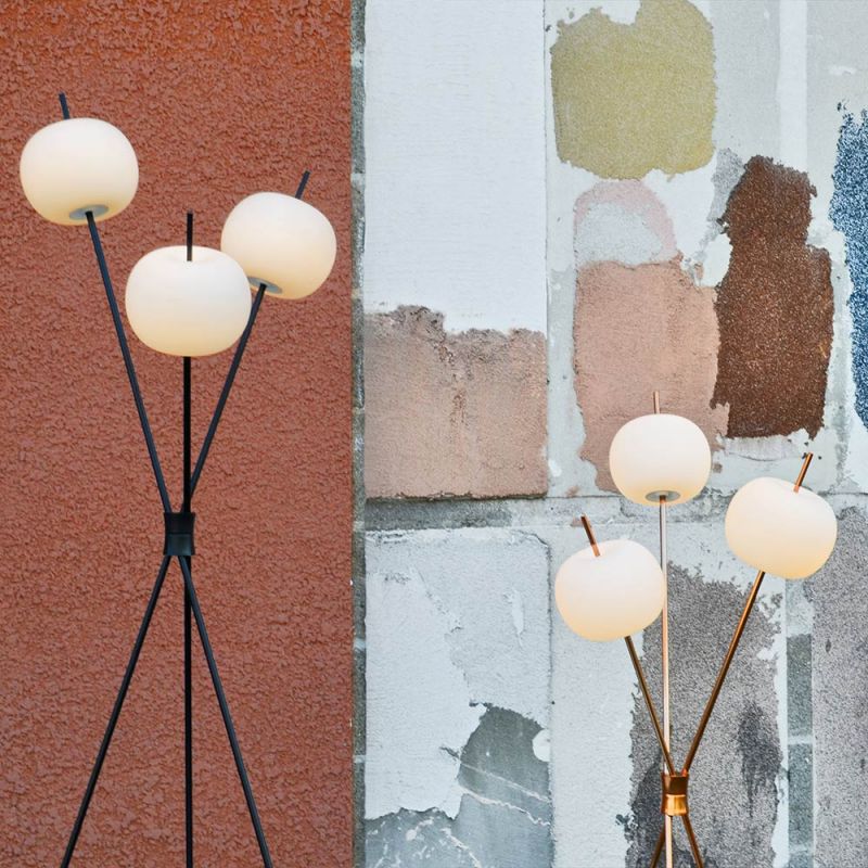 kushi floor lamp styled in an interior by kundalini