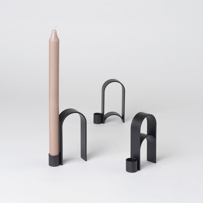 Arch Candleholder Black 3 versions by Kristina Dam