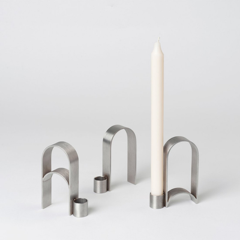 Arch candleholder Acier 3 versions by Kristina Dam