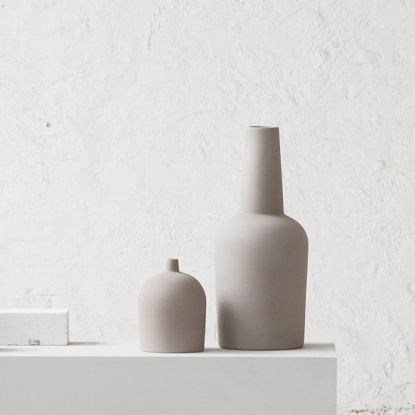 Dome vase S and L taupe by Kristina Dam