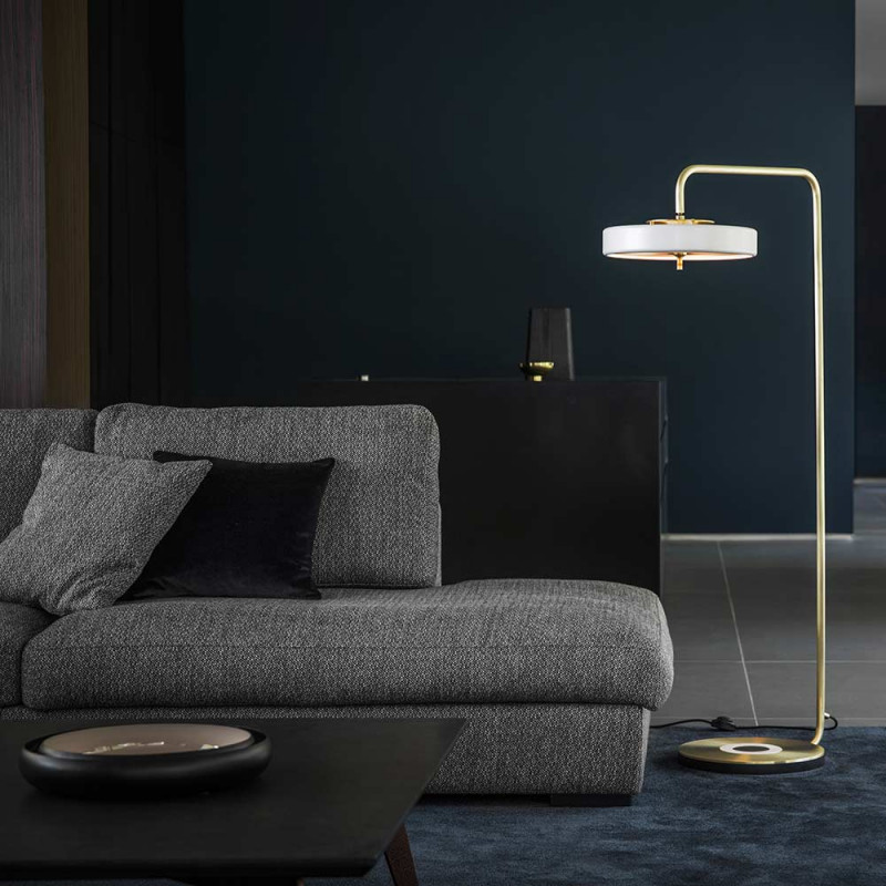 Revolve floor light white in the living room