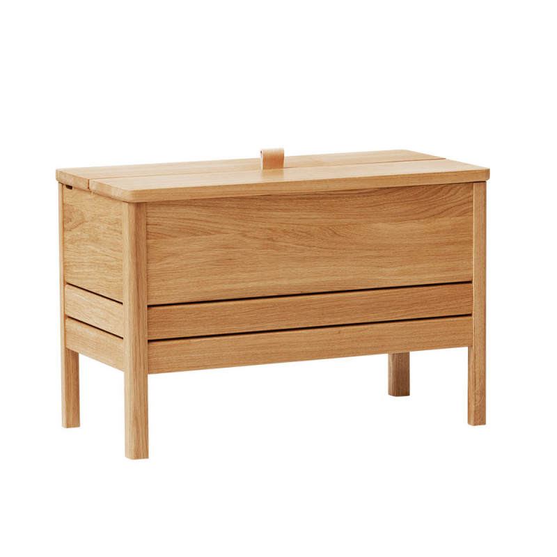 A line storage bench 68 chêne de profil